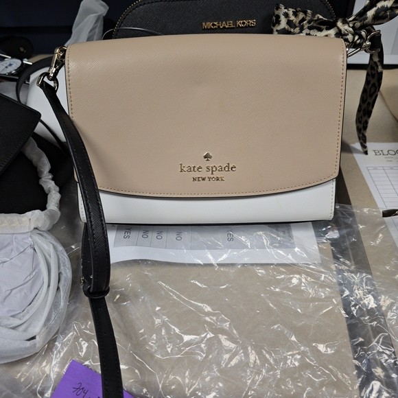 kate spade Handbags - kate spade Beige, White and Black Colorblock Crossbody Bag